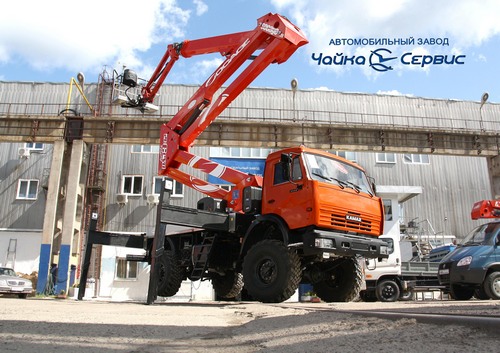 Завод «Чайка-Сервис» представил новый автоподъемник на базе КАМАЗ-4326